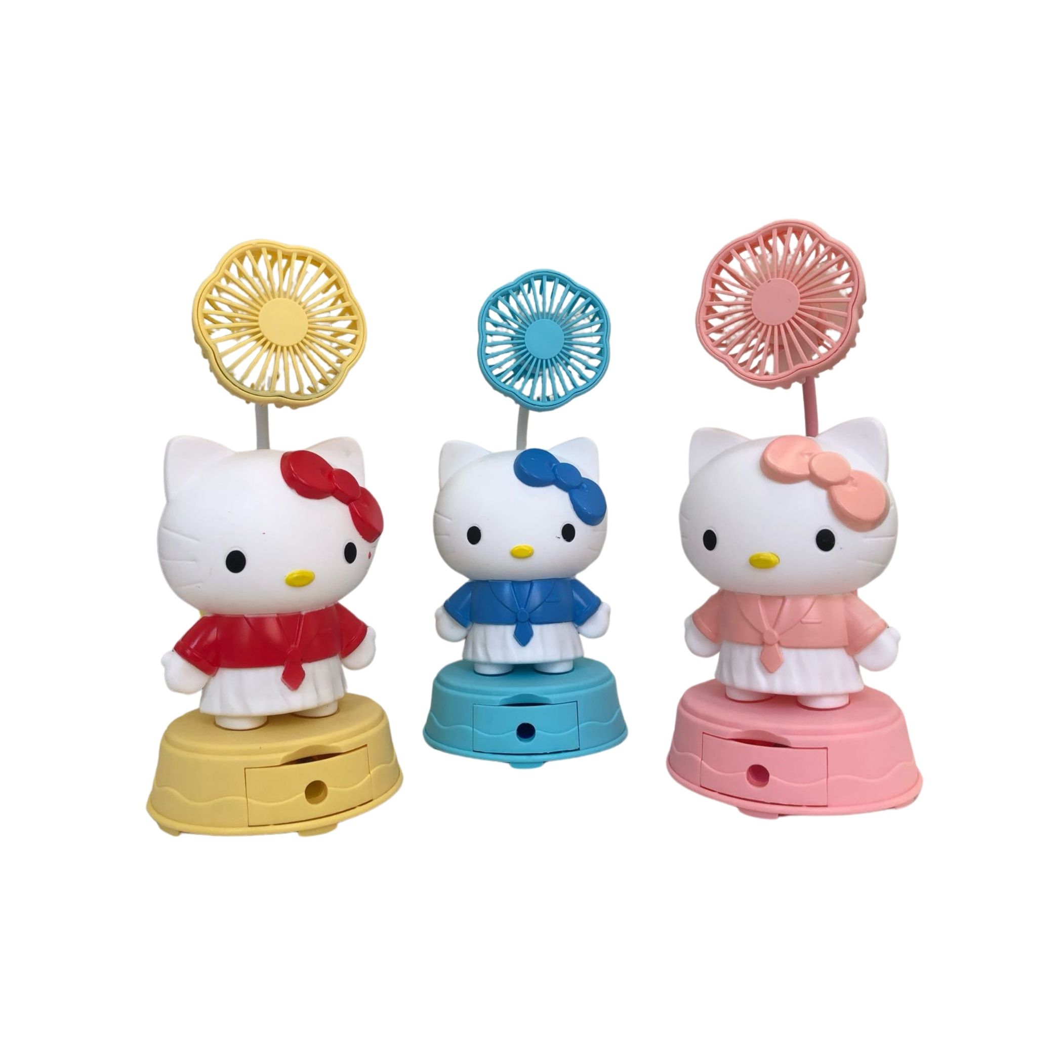 Foto 7 pulgar | Kit 2 Ventilador Recargable con Sacapuntas Diseño Animado de Hello Kitty