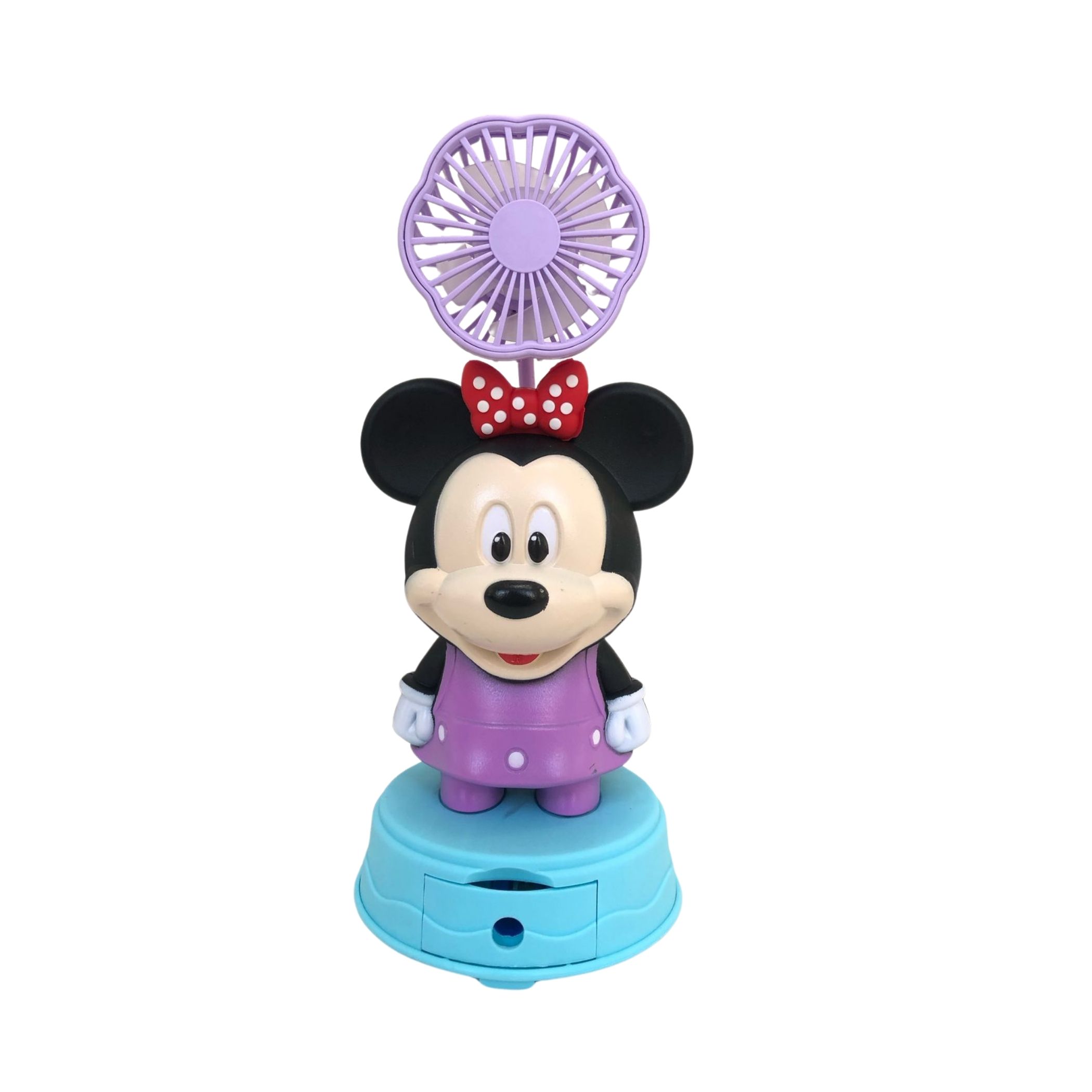 Kit de 2 Ventilador Recargable con Sacapuntas Diseño Animado de Minie