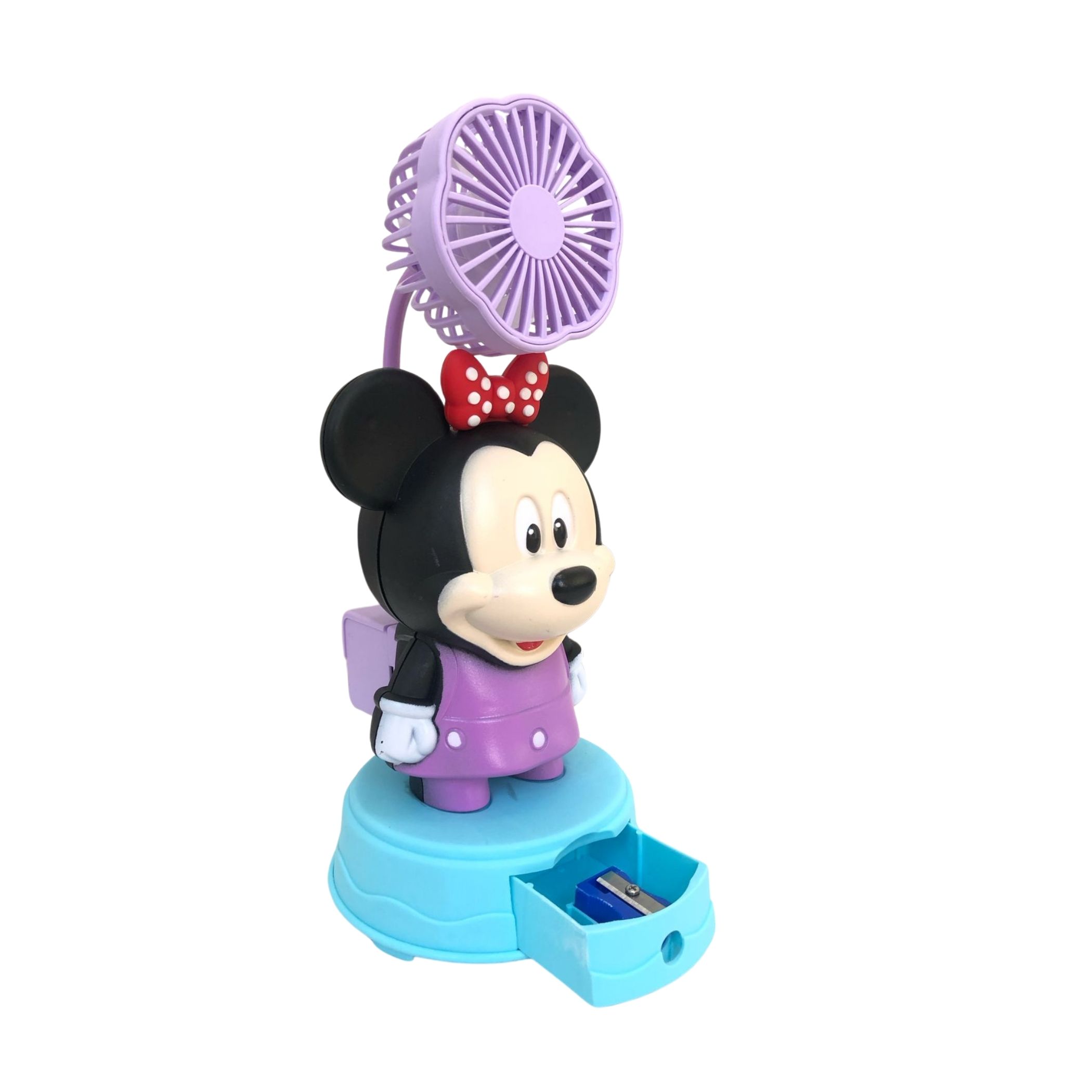 Foto 4 | Kit de 2 Ventilador Recargable con Sacapuntas Diseño Animado de Minie