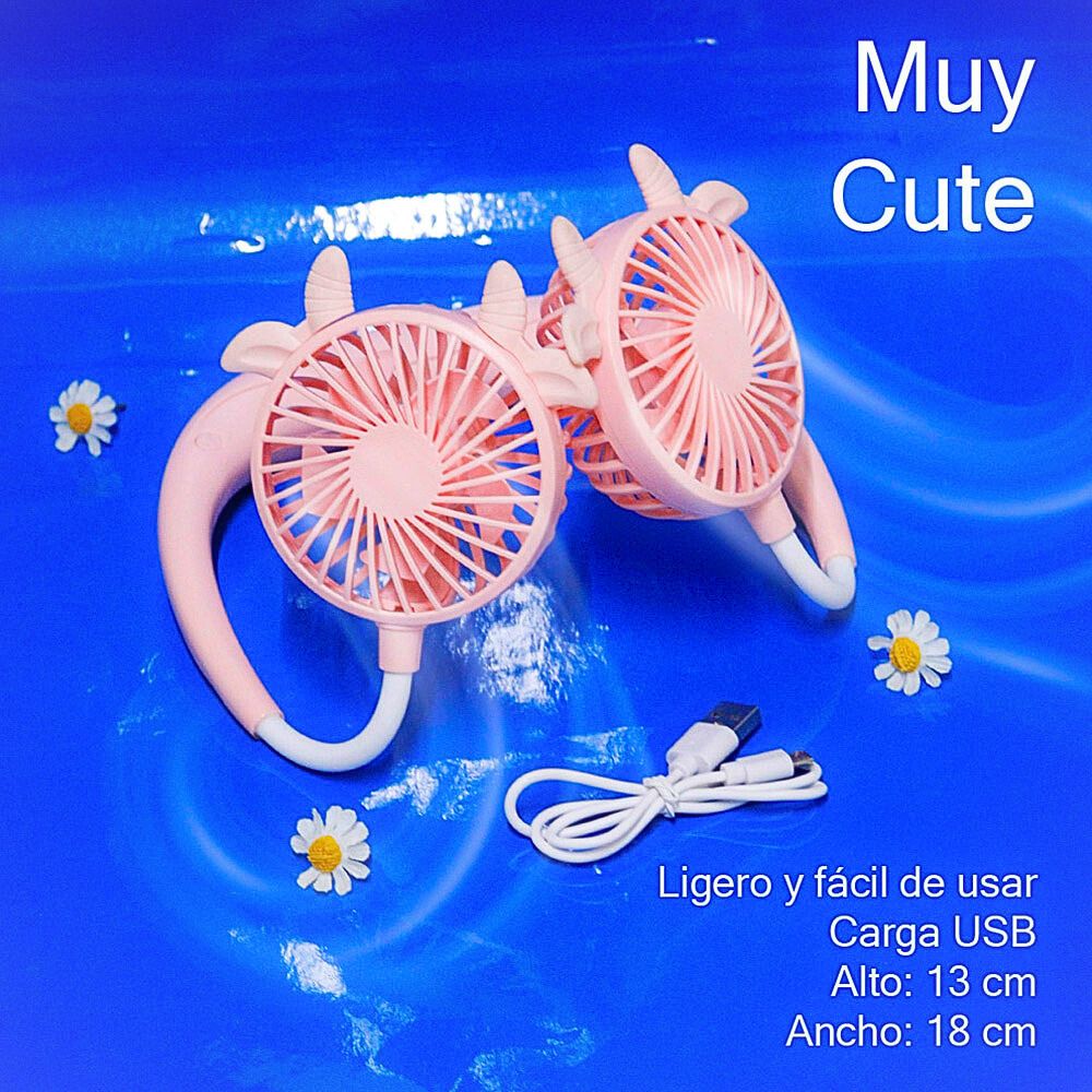 Foto 6 pulgar | Ventilador De Cuello Para Deporte O Espacios Calurosos Color Rosa