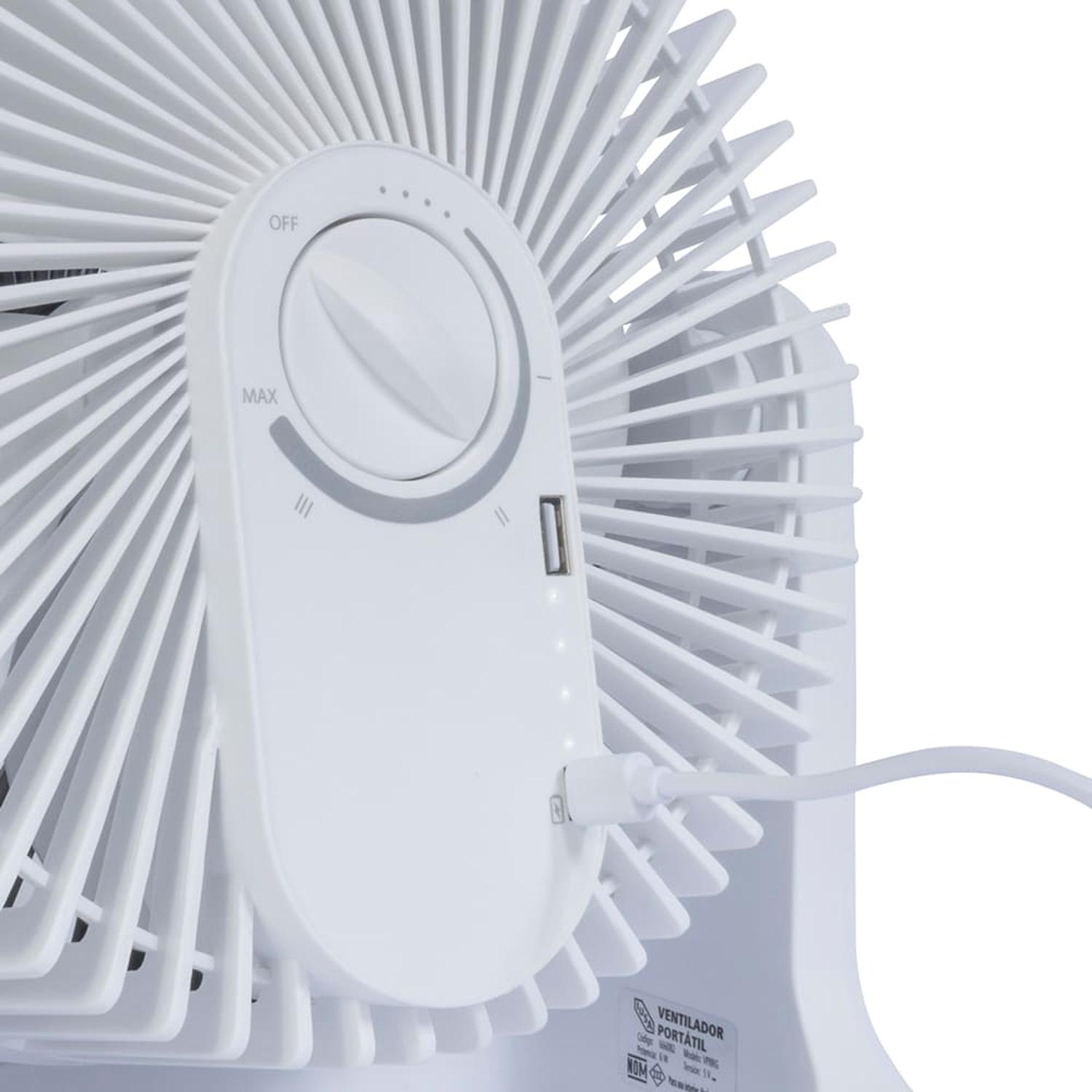 Foto 4 | Ventilador Recargable 8'' Iusa 3 Velocidades Blanco