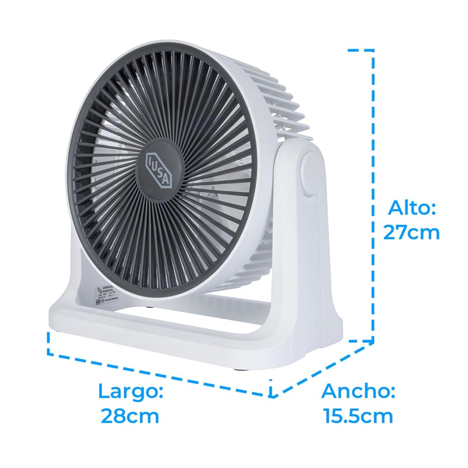 Foto 7 pulgar | Ventilador Recargable 8'' Iusa 3 Velocidades Blanco