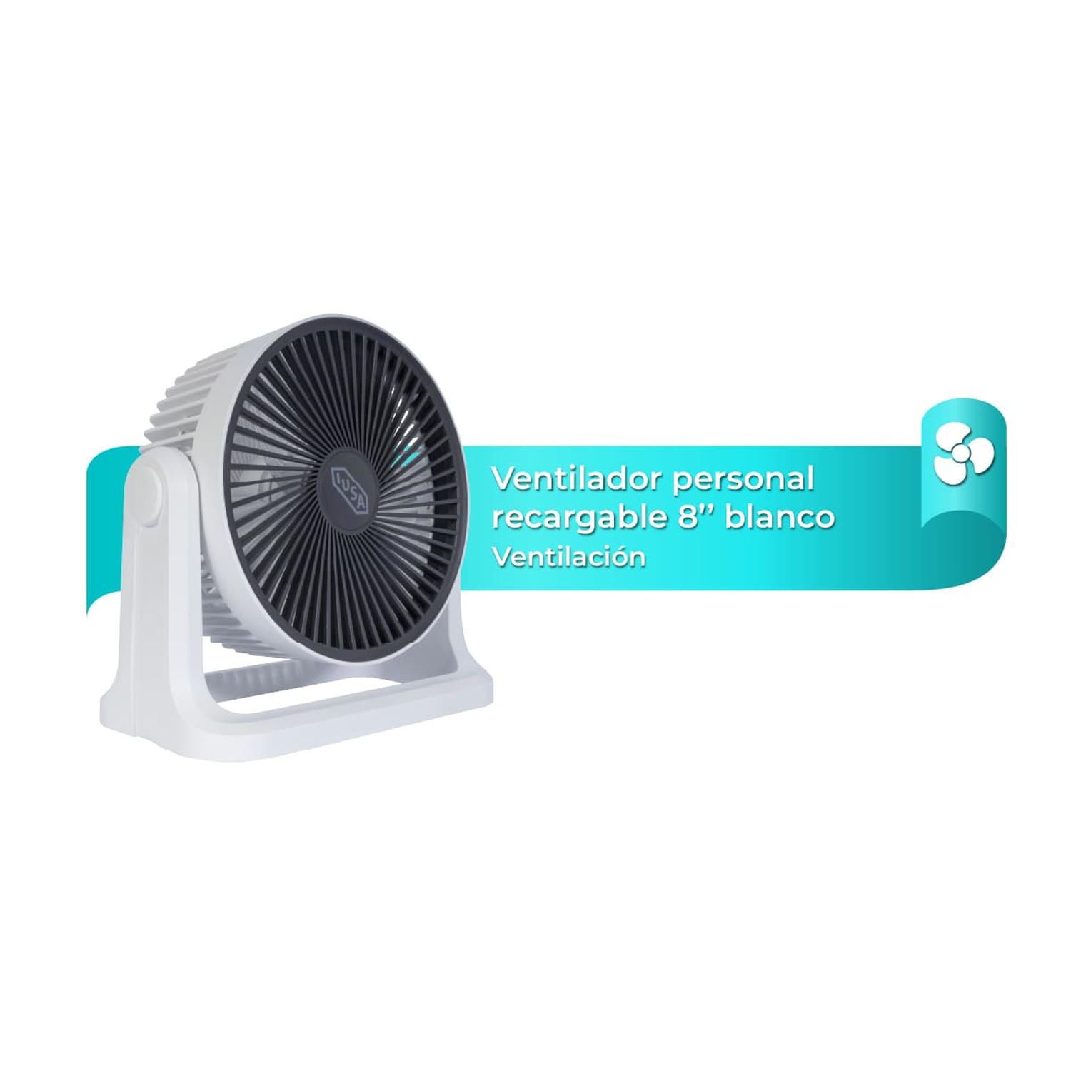 Foto 8 pulgar | Ventilador Recargable 8'' Iusa 3 Velocidades Blanco