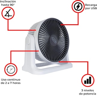 Foto 8 | Ventilador Recargable 8'' Iusa 3 Velocidades Blanco
