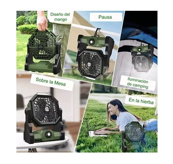 Foto 5 | Ventilador Portátil Belug De Camping Recargable Con Luz Led 7800mah Verde