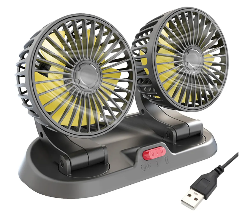 Ventilador Xtellar Doble Auto Coche Usb Portátil  Con 2 Velocidades