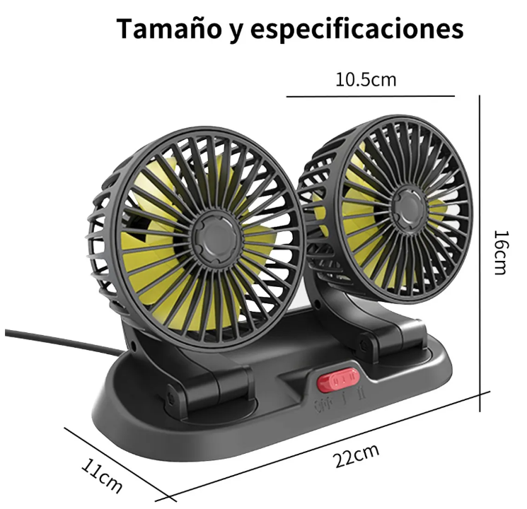 Foto 5 pulgar | Ventilador Xtellar Doble Auto Coche Usb Portátil  Con 2 Velocidades
