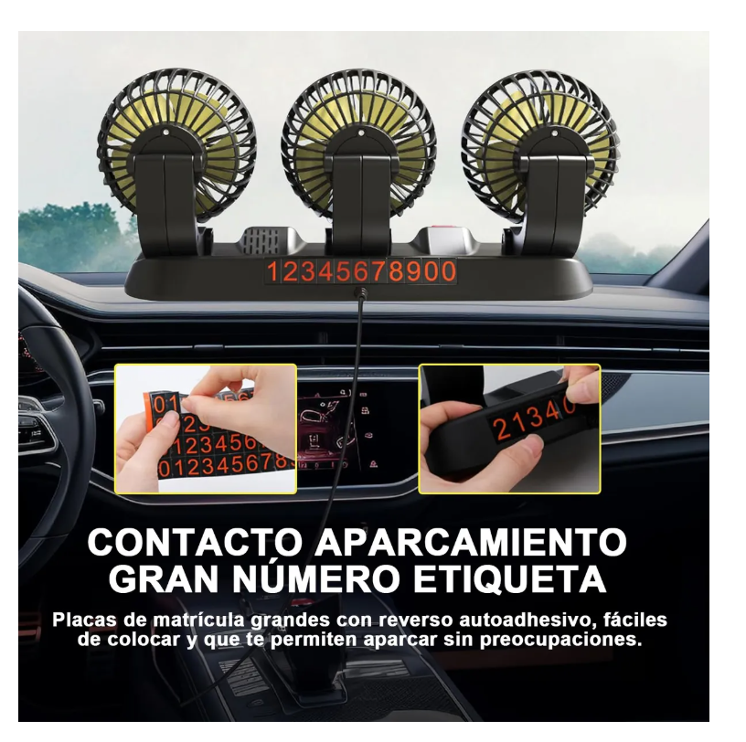 Foto 6 pulgar | Ventilador Xtellar Para Auto De 3 Cabezas Ajustables 360 Enchufe 12v