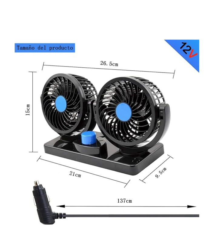 Foto 3 pulgar | Ventilador Xtellar Doble Auto Coche Portátil Con 2 Velocidades
