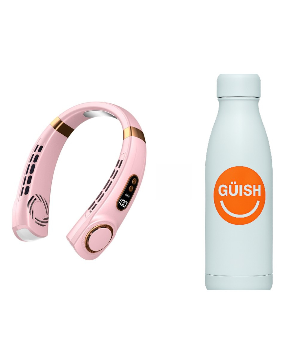 Foto 2 pulgar | Ventilador De Cuello 5 Modos Rosa + Gratis Termo Güish De Regalo