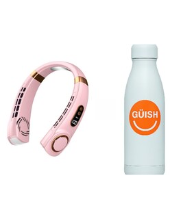 Foto 1 | Ventilador De Cuello 5 Modos Rosa + Gratis Termo Güish De Regalo