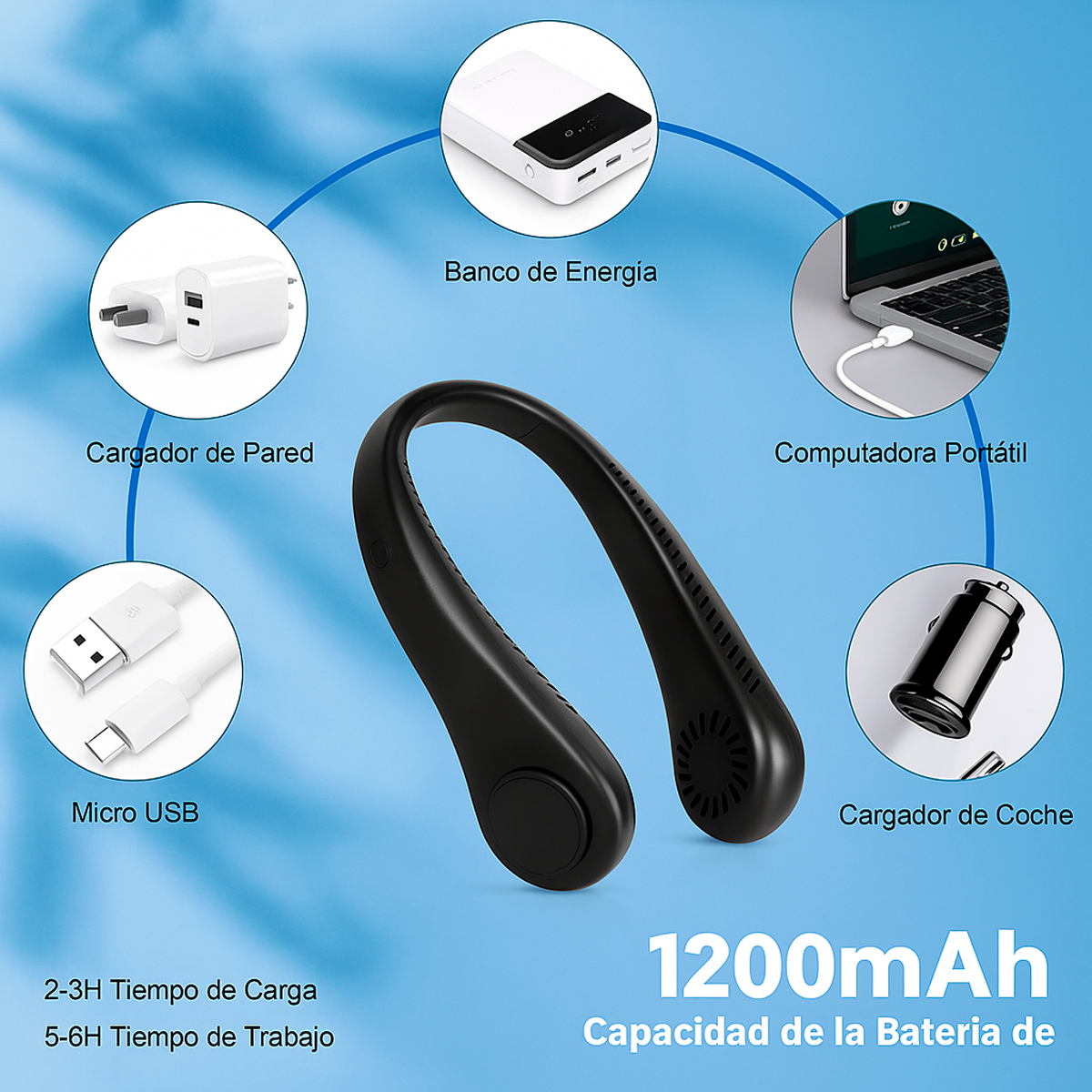 Foto 5 pulgar | Ventilador Portátil Para Cuello Modo Silencioso Y Recargable Color Rosa