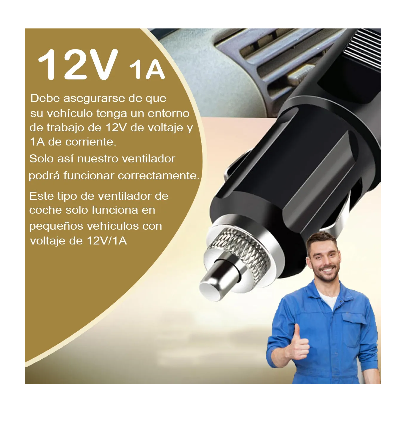 Foto 3 pulgar | Ventilador Para Auto De 3 Cabezas Ajustables 360 Enchufe 12v