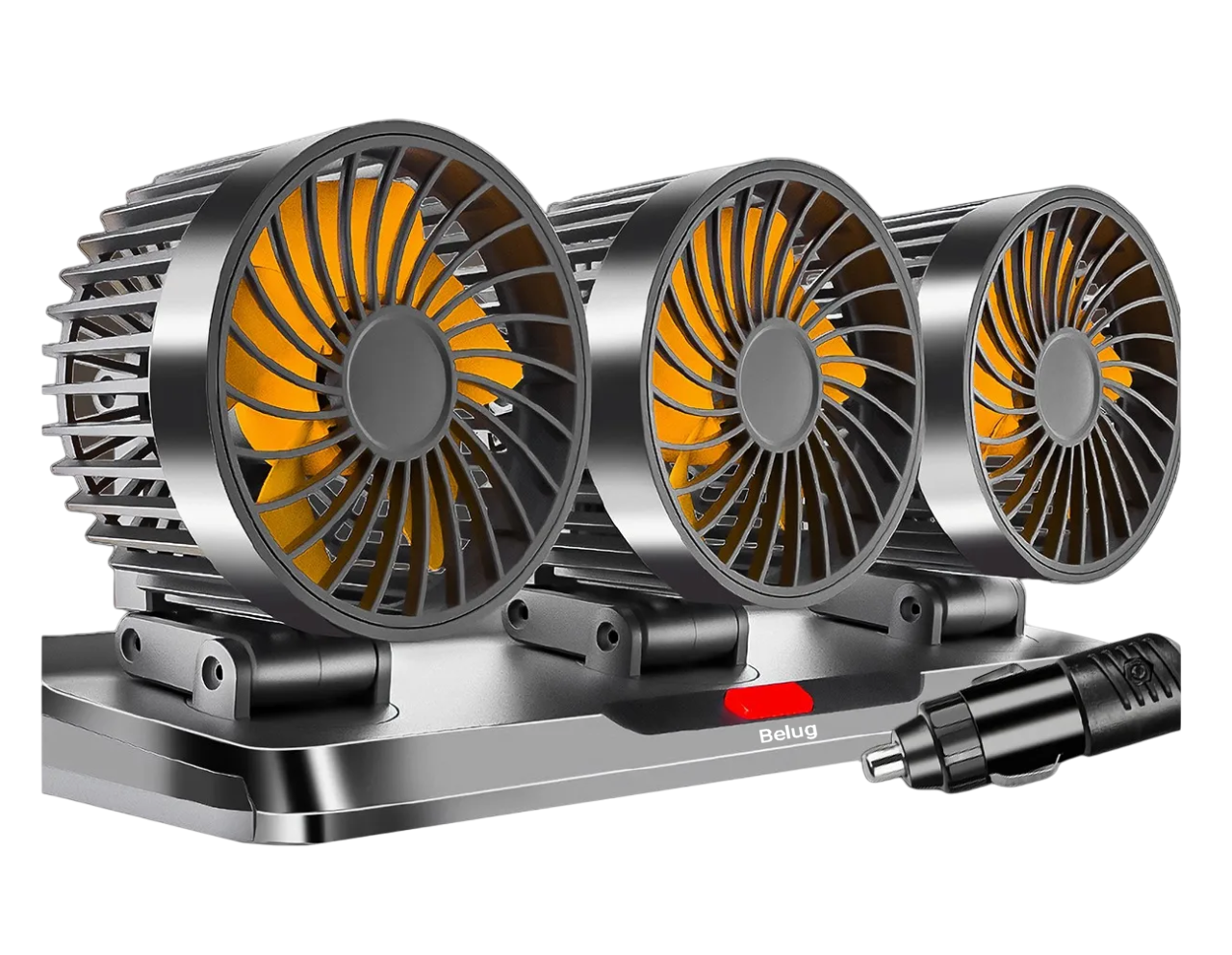 Foto 1 | Ventilador Para Auto De 3 Cabezas Ajustables Portátil 12/24v Aspas Naranjas