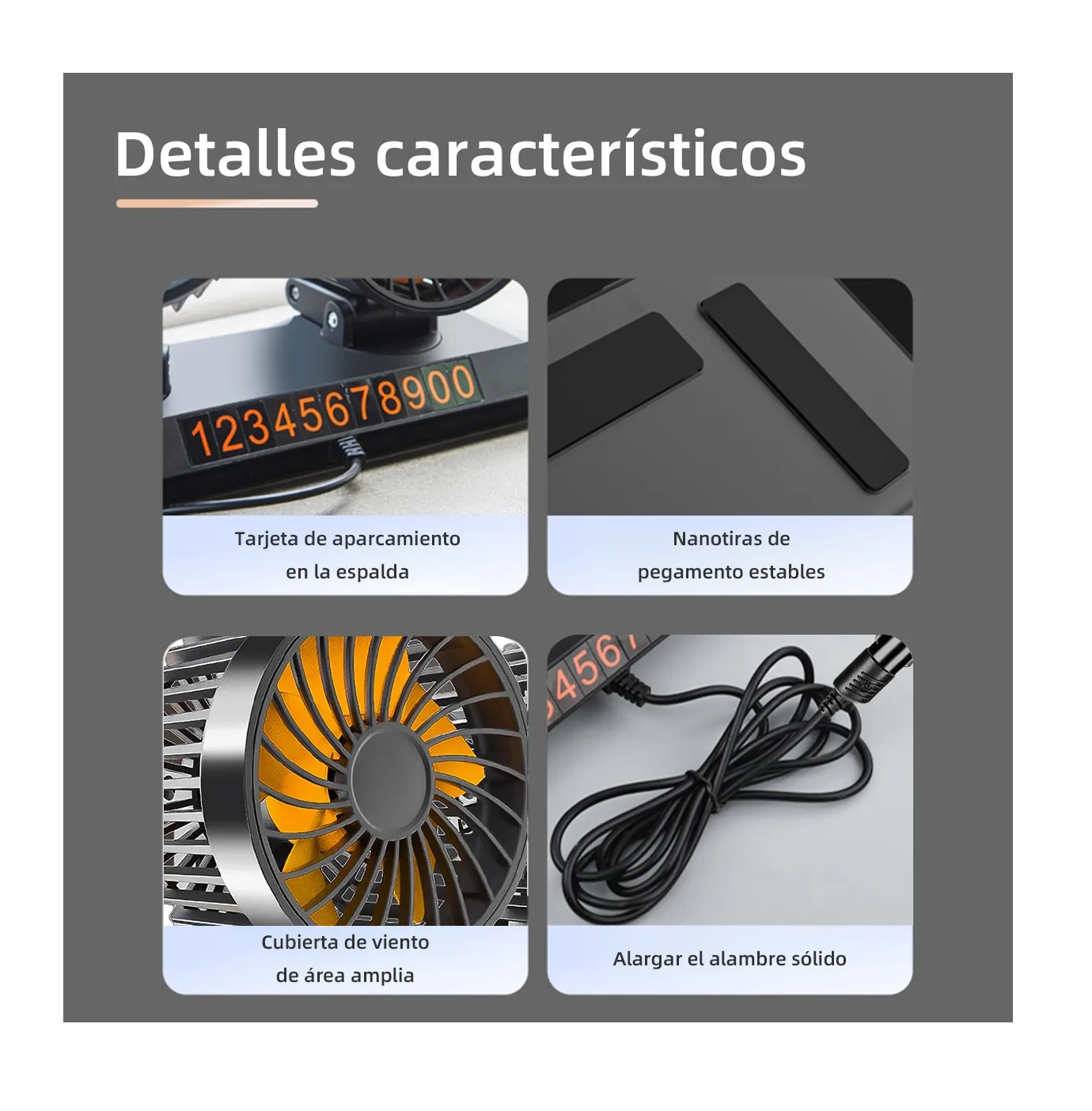 Foto 3 | Ventilador Para Auto De 3 Cabezas Ajustables Portátil 12/24v Aspas Naranjas