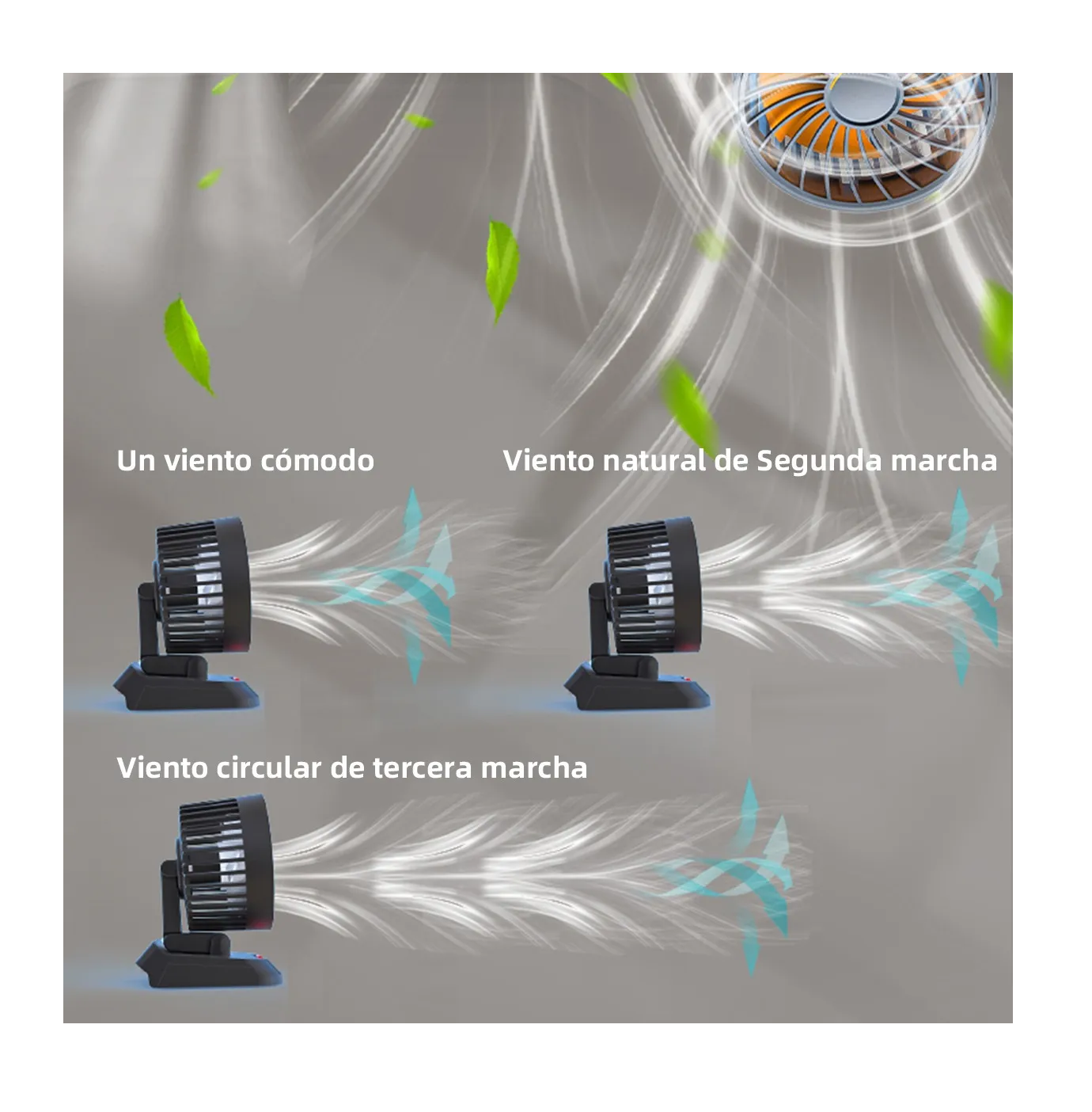 Foto 6 pulgar | Ventilador Para Auto De 3 Cabezas Ajustables Portátil 12/24v Aspas Naranjas