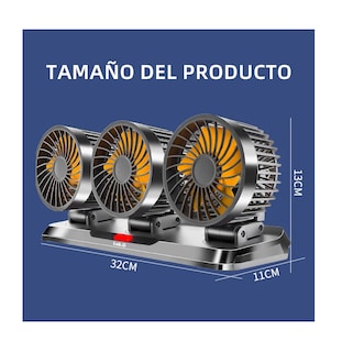 Foto 4 | Ventilador Para Auto De 3 Cabezas Ajustables Portátil 12/24v Aspas Naranjas