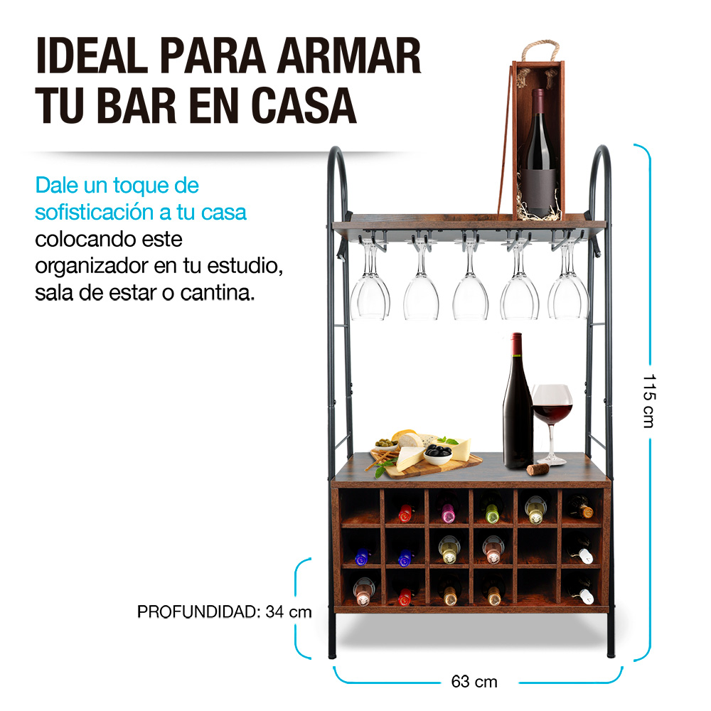 Foto 6 | Cava de Vino Tipo Cantina para Botellas Y Copas Casa Litus Café