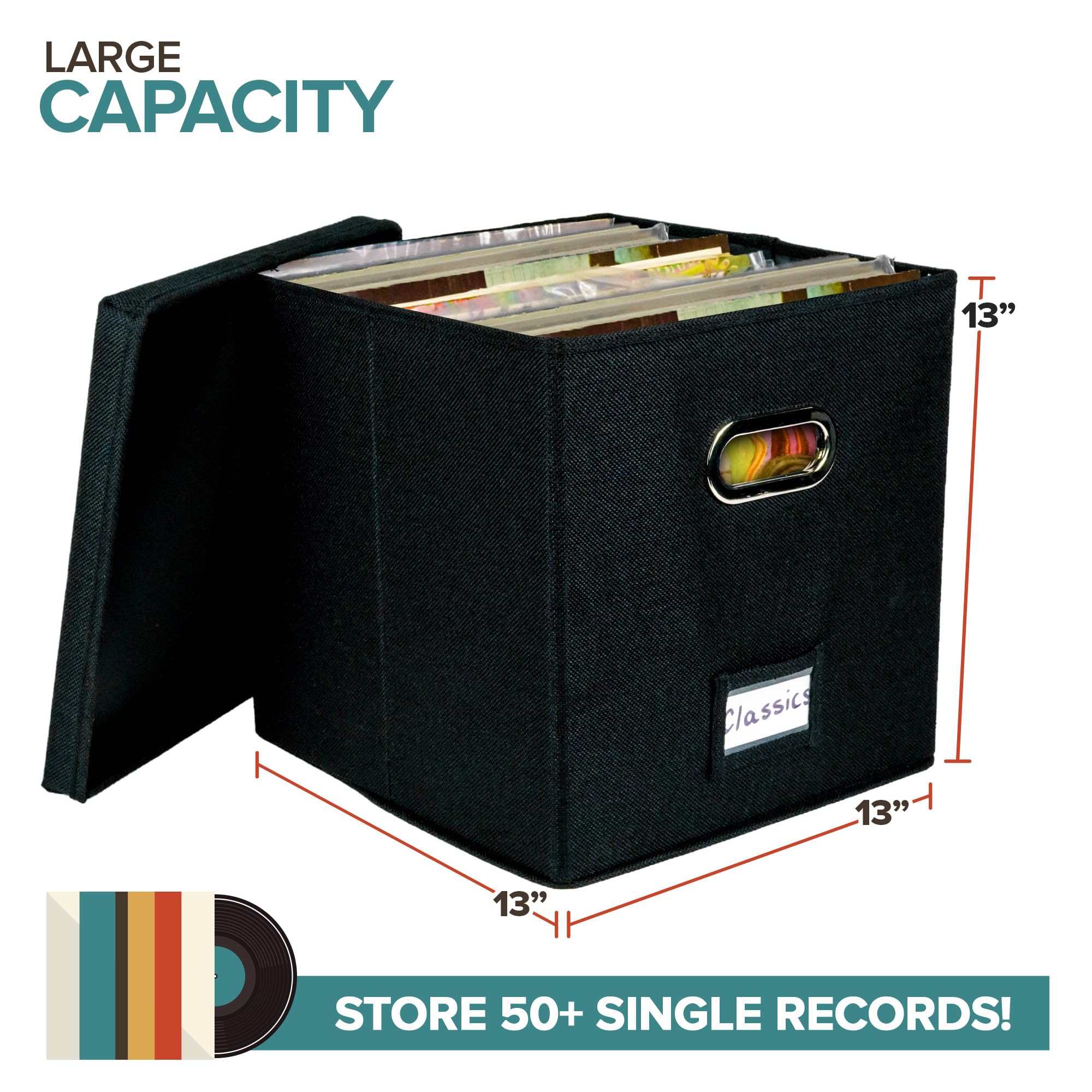 Foto 3 pulgar | Caja De Almacenamiento De Discos De Vinilo Stock Your Home Para 50 O Más De 12 Pulgadas - Venta Internacional.