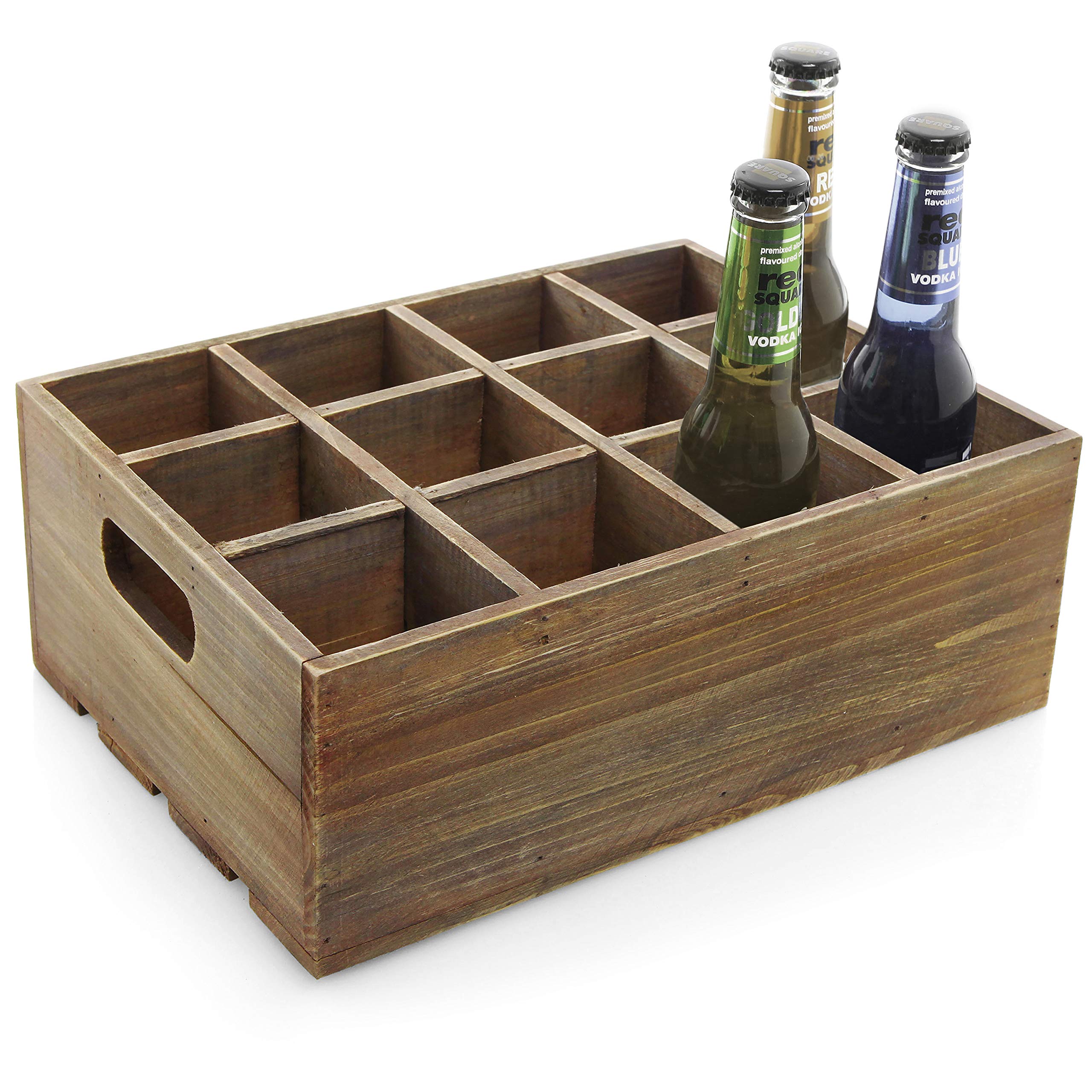 Foto 1 | Caja De Almacenamiento Para Botellas De Cerveza Mygift De Madera Marrón Rústica Con 12 Ranuras - Venta Internacional.