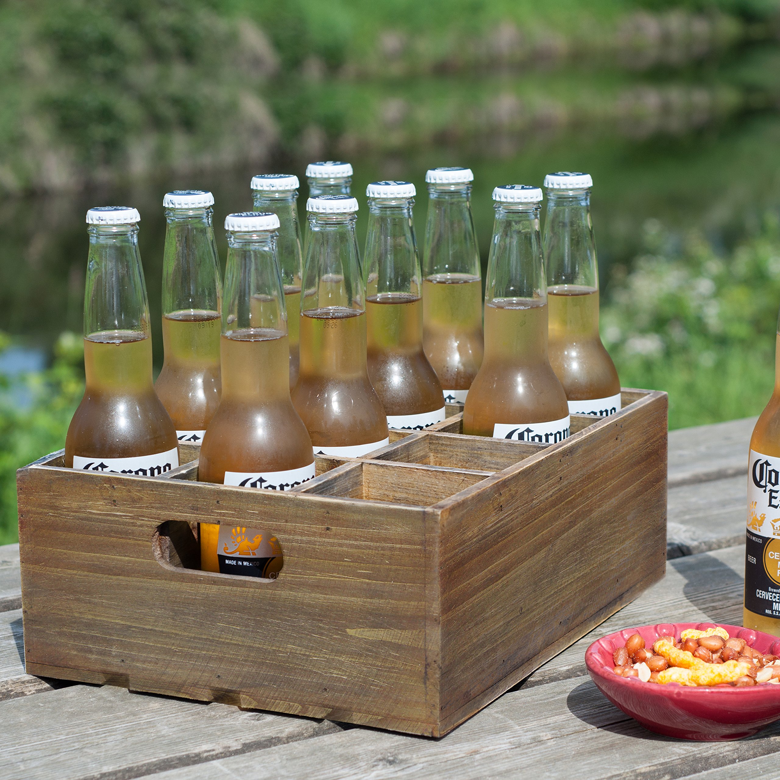 Foto 2 | Caja De Almacenamiento Para Botellas De Cerveza Mygift De Madera Marrón Rústica Con 12 Ranuras - Venta Internacional.
