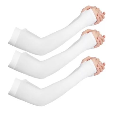 Mangas Protectoras Para Brazos Protección Solar Uv 3 Pares Blanco