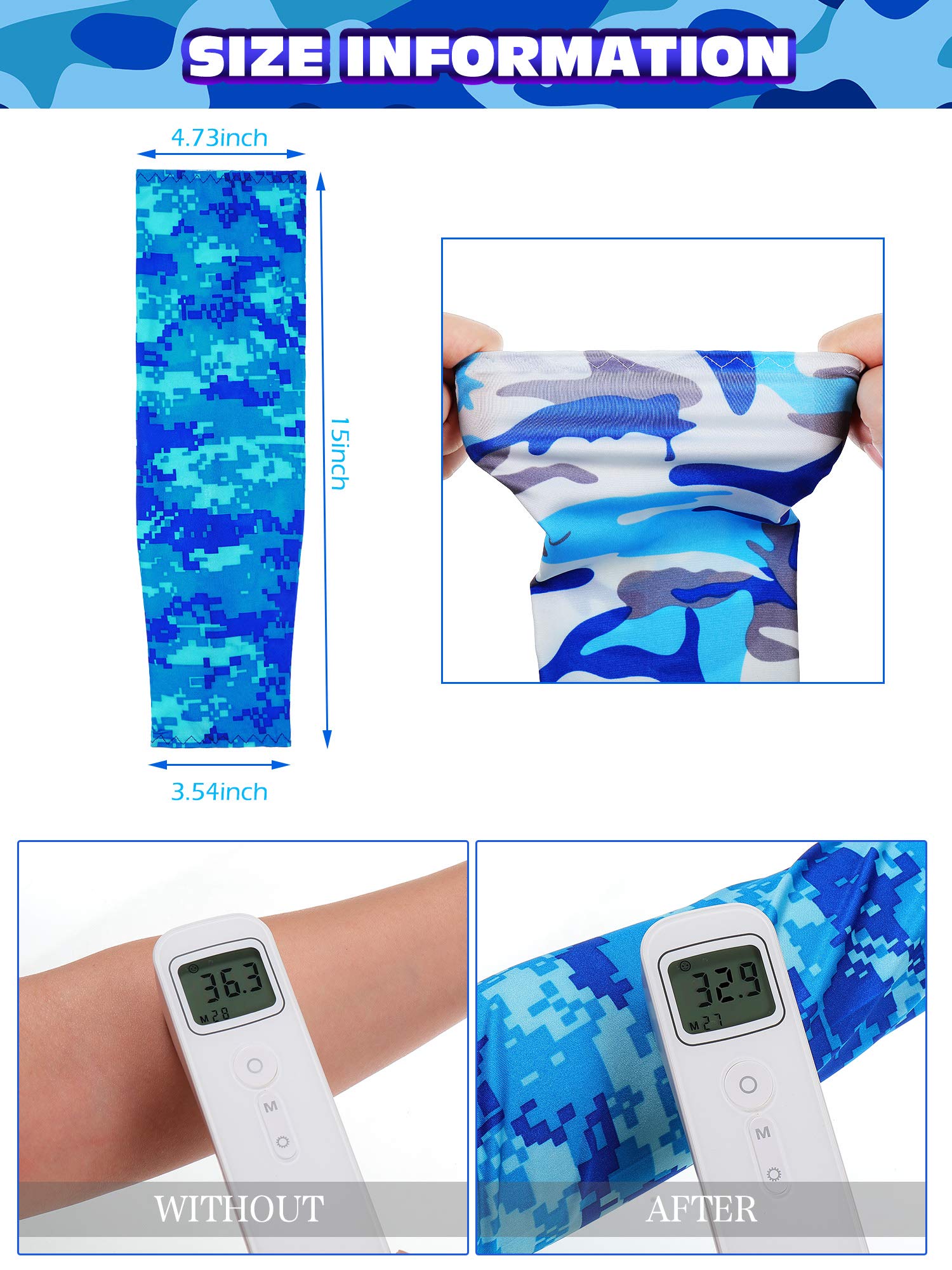 Foto 3 | Manguitos Hicarer, Protección Solar Y Refrescante Para Deportes, 10 Pares - Venta Internacional.
