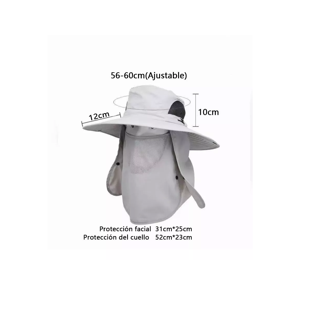 Foto 3 pulgar | Sombrero para El Sol con Protección para El Cuello y La Cara Eo Safe Imports Gris