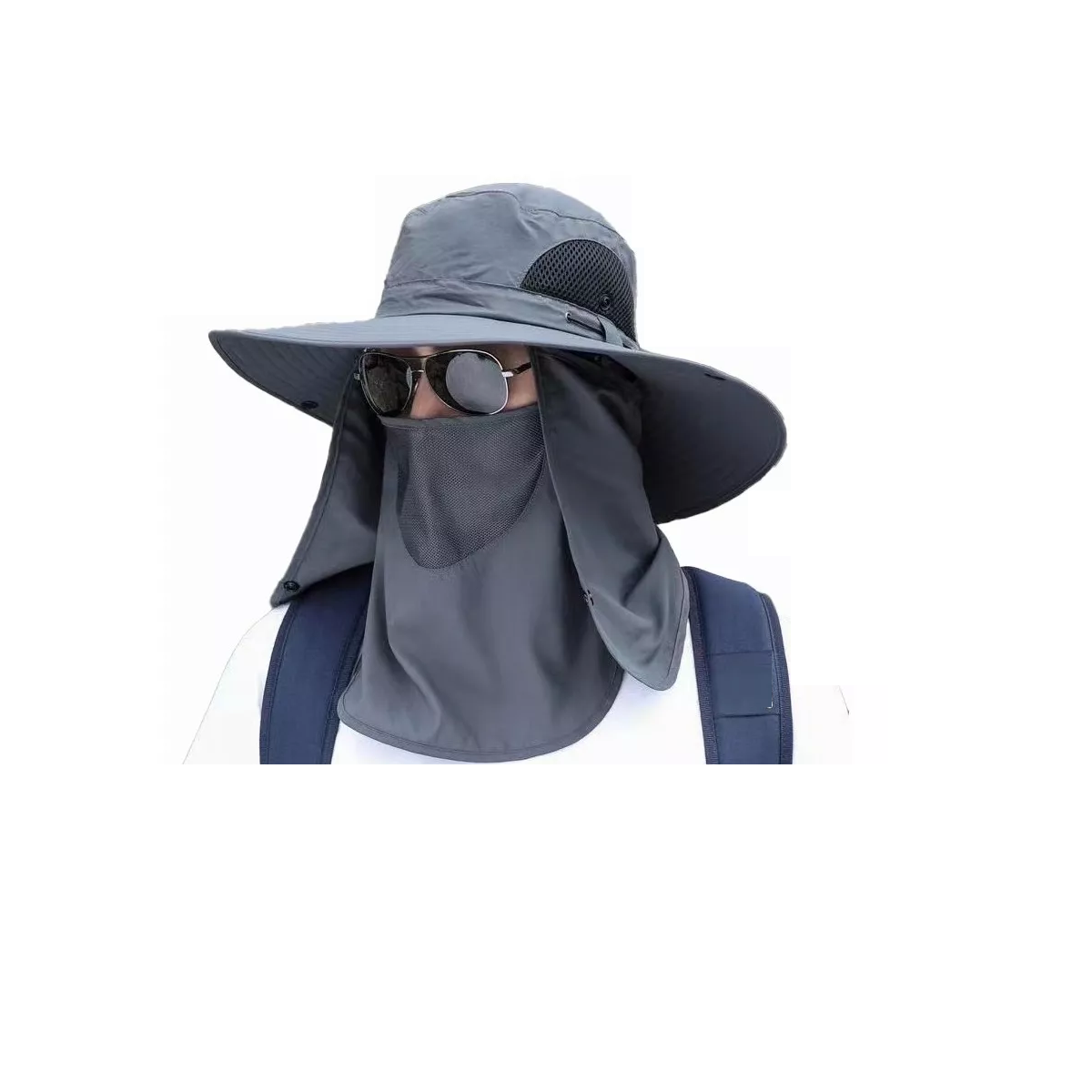Sombrero para El Sol con Protección para El Cuello y La Cara Eo Safe Imports Gris Obscuro