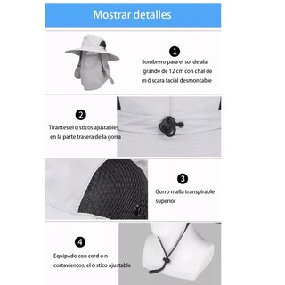Foto 3 | Sombrero para El Sol con Protección para El Cuello y La Cara Eo Safe Imports Gris Obscuro