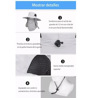 Foto 3 | Sombrero para El Sol con Protección para El Cuello y La Cara Eo Safe Imports Beige