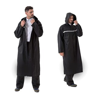 Foto 1 | Impermeable Unisex Con Capucha Y Tira Reflejante Color Negro