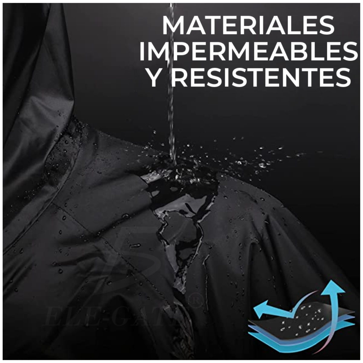 Foto 5 pulgar | Impermeable Unisex Con Capucha Y Tira Reflejante Color Negro