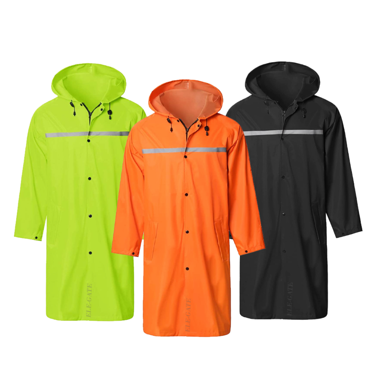 Foto 6 pulgar | Impermeable Unisex Con Capucha Y Tira Reflejante Color Negro
