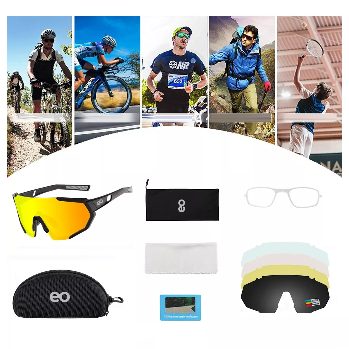 Foto 4 pulgar | Lentes Deportivas Polarizadas Ciclismo Con 5 Lentes Eo Safe Imports Esi-14755-1 Multicolor