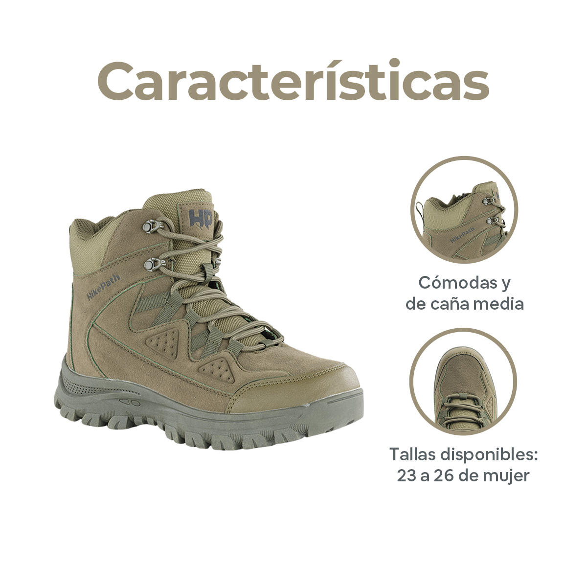Foto 3 pulgar | Botas De Senderismo Para Mujer Hikepath Hp-bo02 Verde De Caña Media