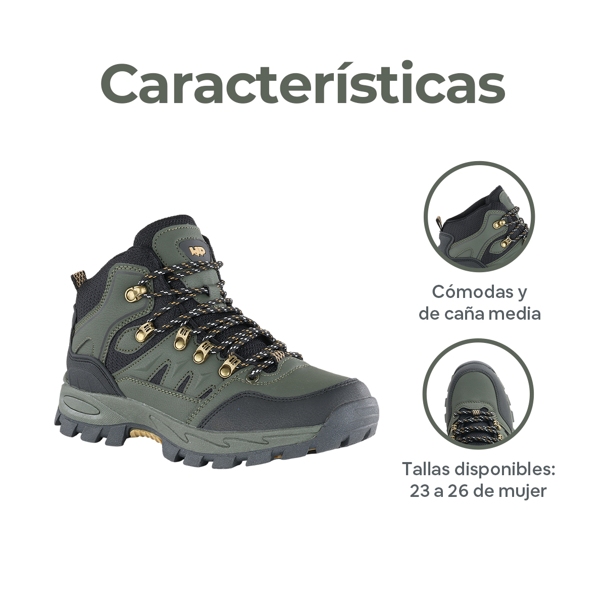 Foto 2 | Botas De Senderismo Para Mujer Hikepath Hp-bo03 Verde De Caña Media