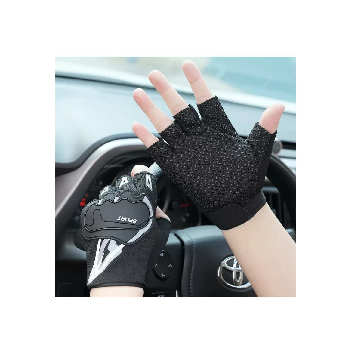 Foto 4 pulgar | Guante De Bici Auto De Medio Dedo Ruta Ciclismo Montaña Eo Safe Imports Esi-18267 Negro