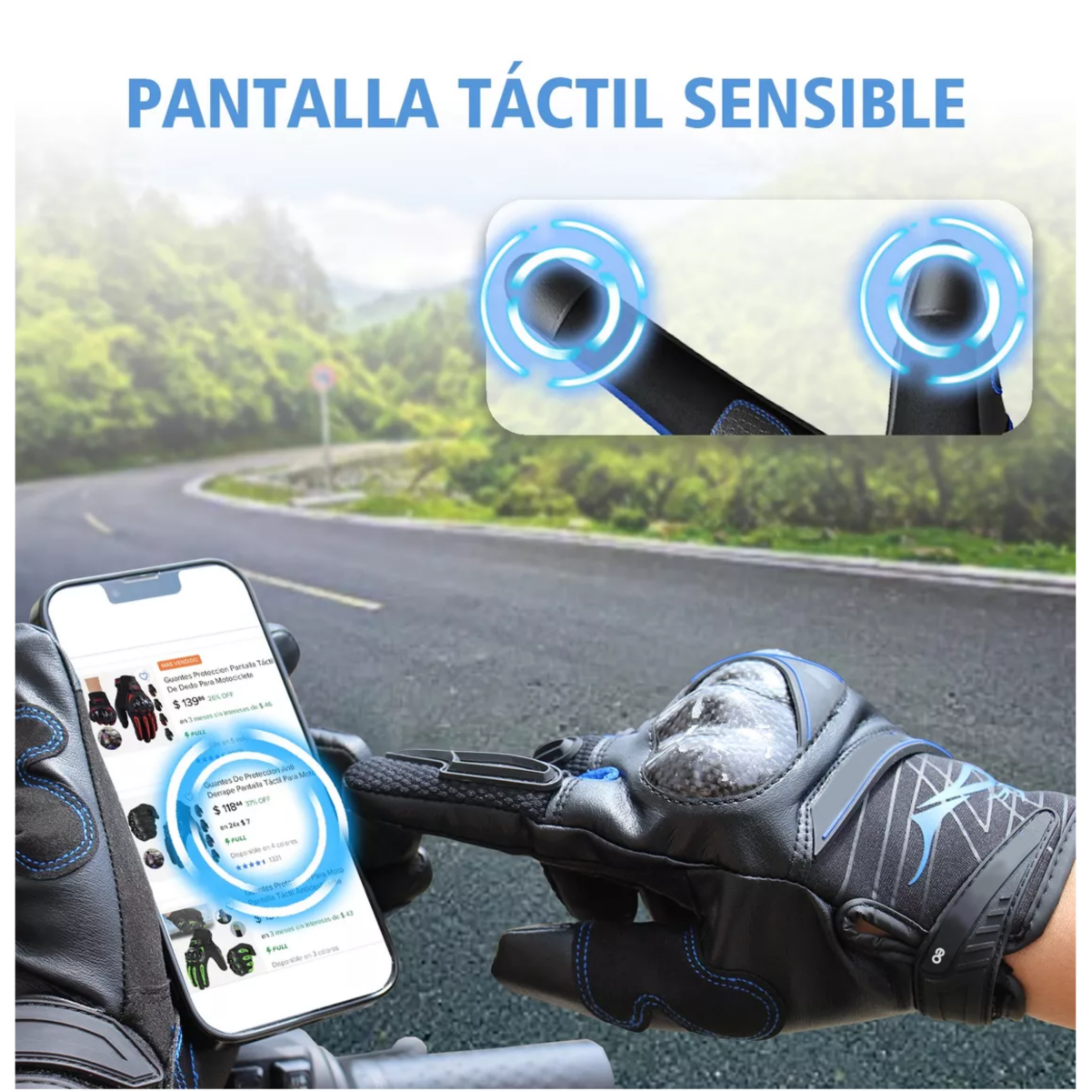 Foto 6 pulgar | Guantes De Microfibra Cuero Y Fibra De Carbono L/xl Eo Safe Imports Esi-13804 Azul