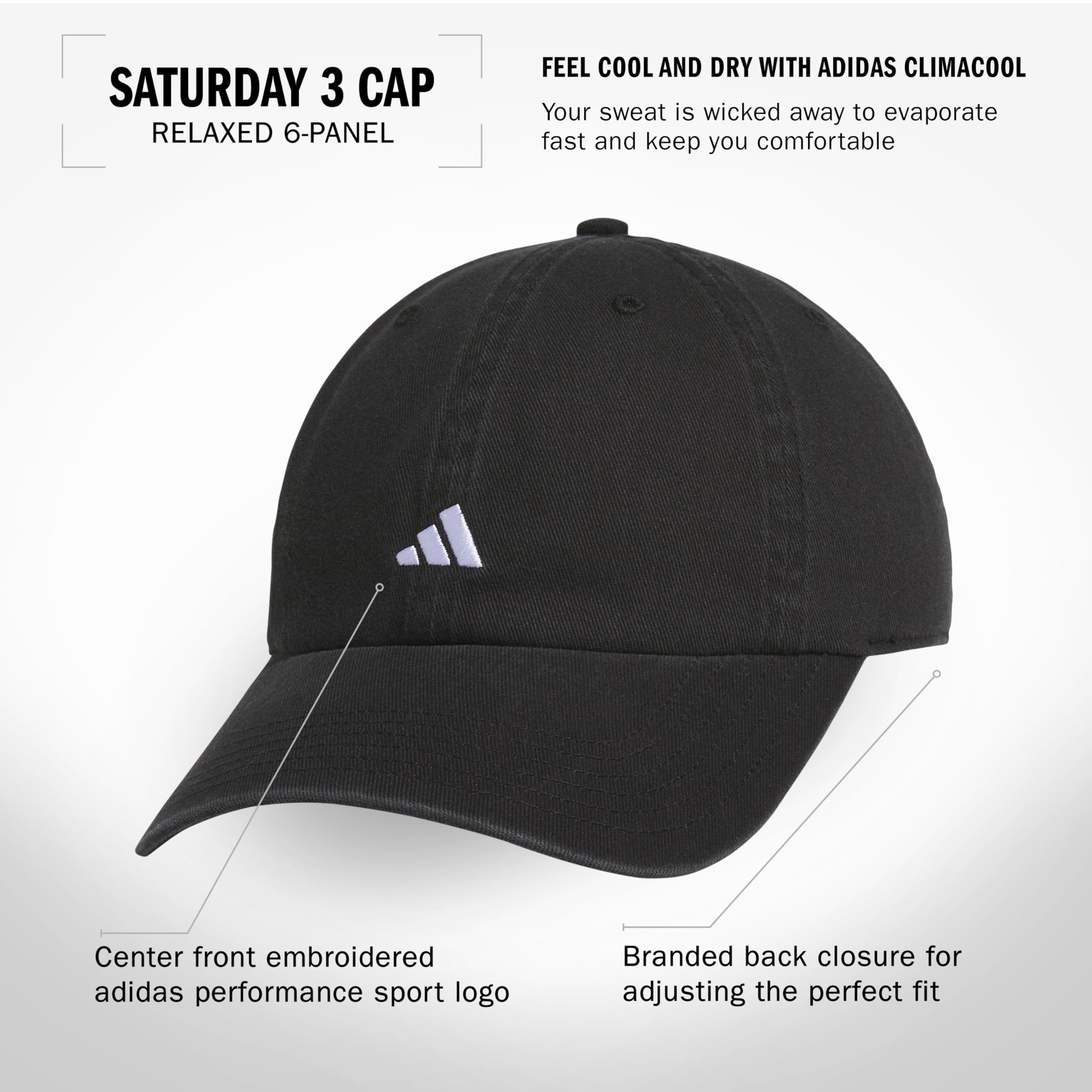 Foto 3 pulgar | Gorra Adidas Saturday 3 Para Mujer Negra/blanca - Venta Internacional.