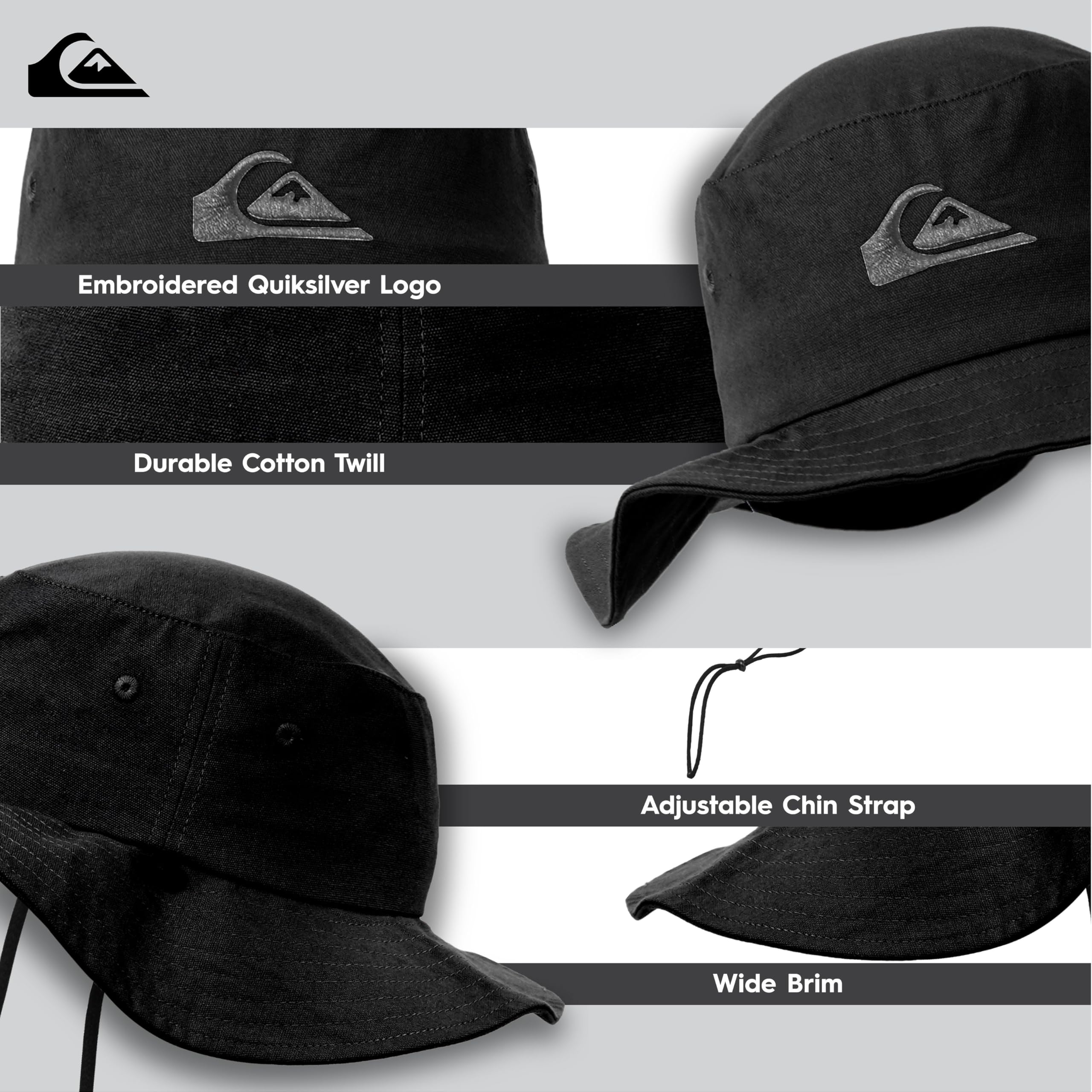 Foto 3 pulgar | Sombrero De Pescador Quiksilver Para Niños Bushmaster Sun Black - Venta Internacional.