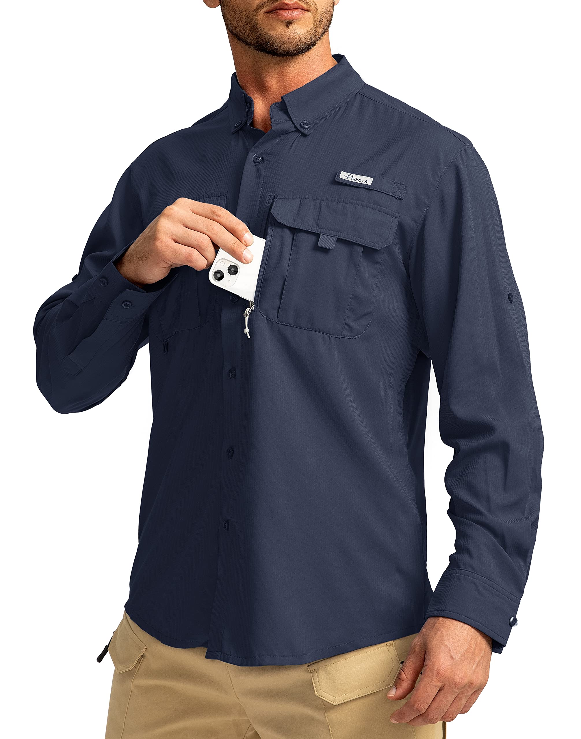 Foto 3 pulgar | Camisa De Pesca Pudolla Sun Protection Upf50+ Para Hombre, Azul Marino, Xxl - Venta Internacional.