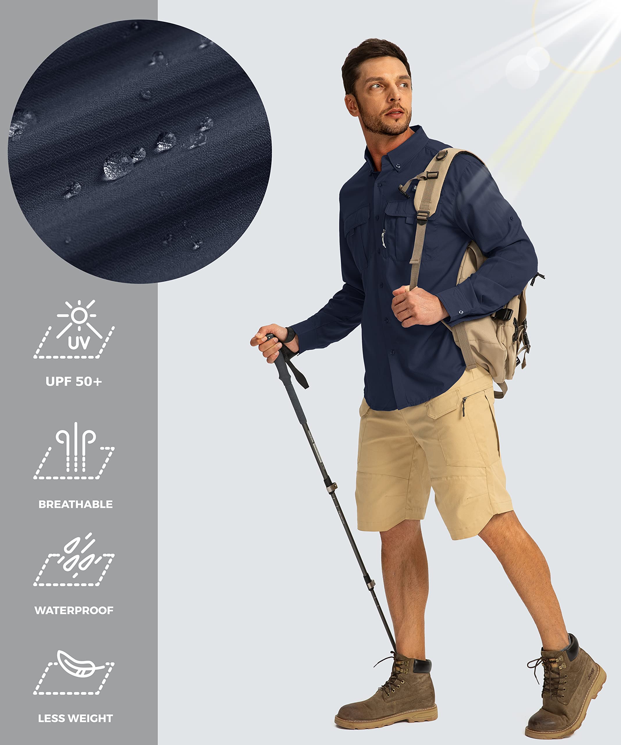 Foto 5 pulgar | Camisa De Pesca Pudolla Sun Protection Upf50+ Para Hombre, Azul Marino, Xxl - Venta Internacional.