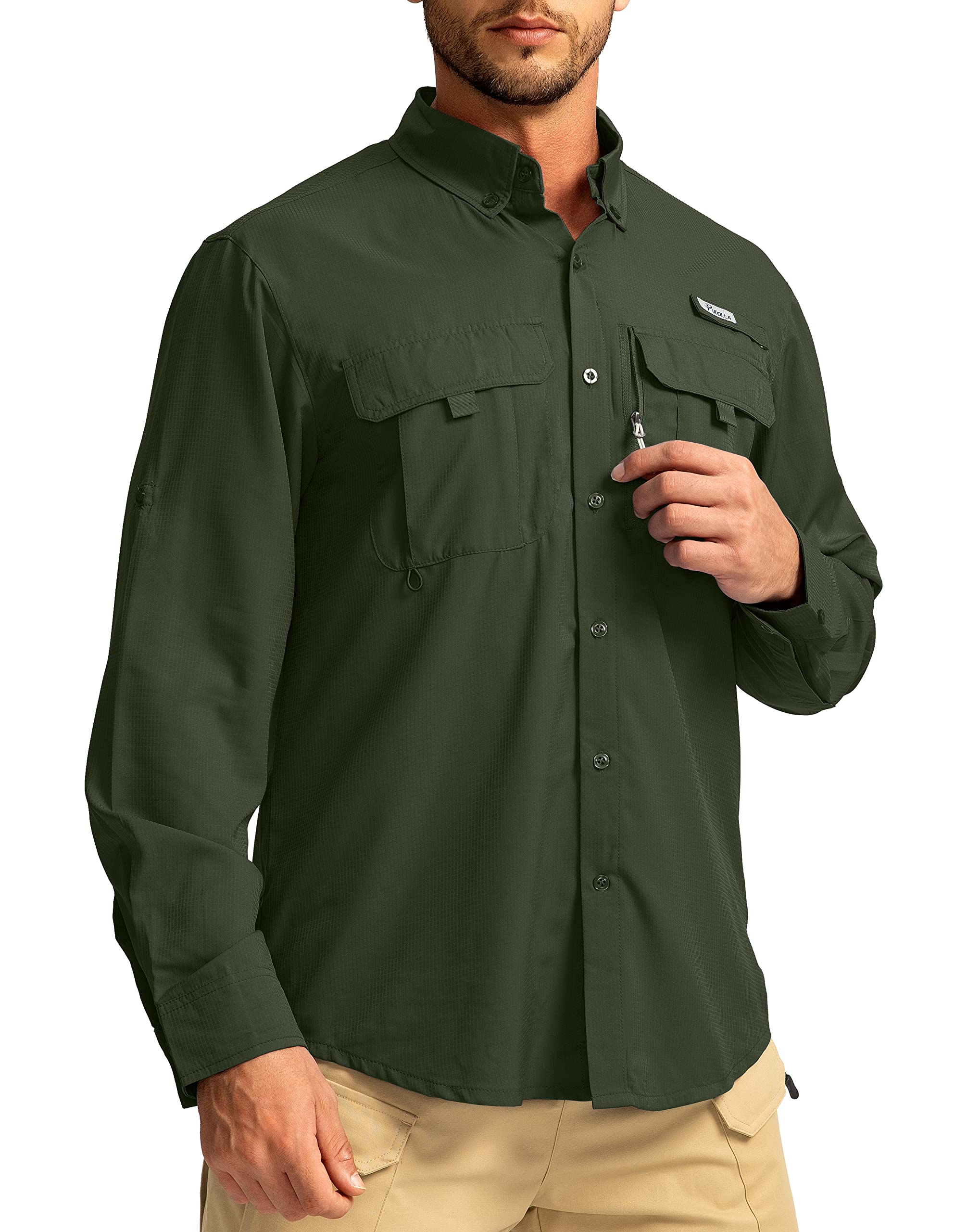 Foto 2 pulgar | Camisa De Pesca Pudolla Sun Protection Upf50+ Para Hombre Olive L - Venta Internacional.