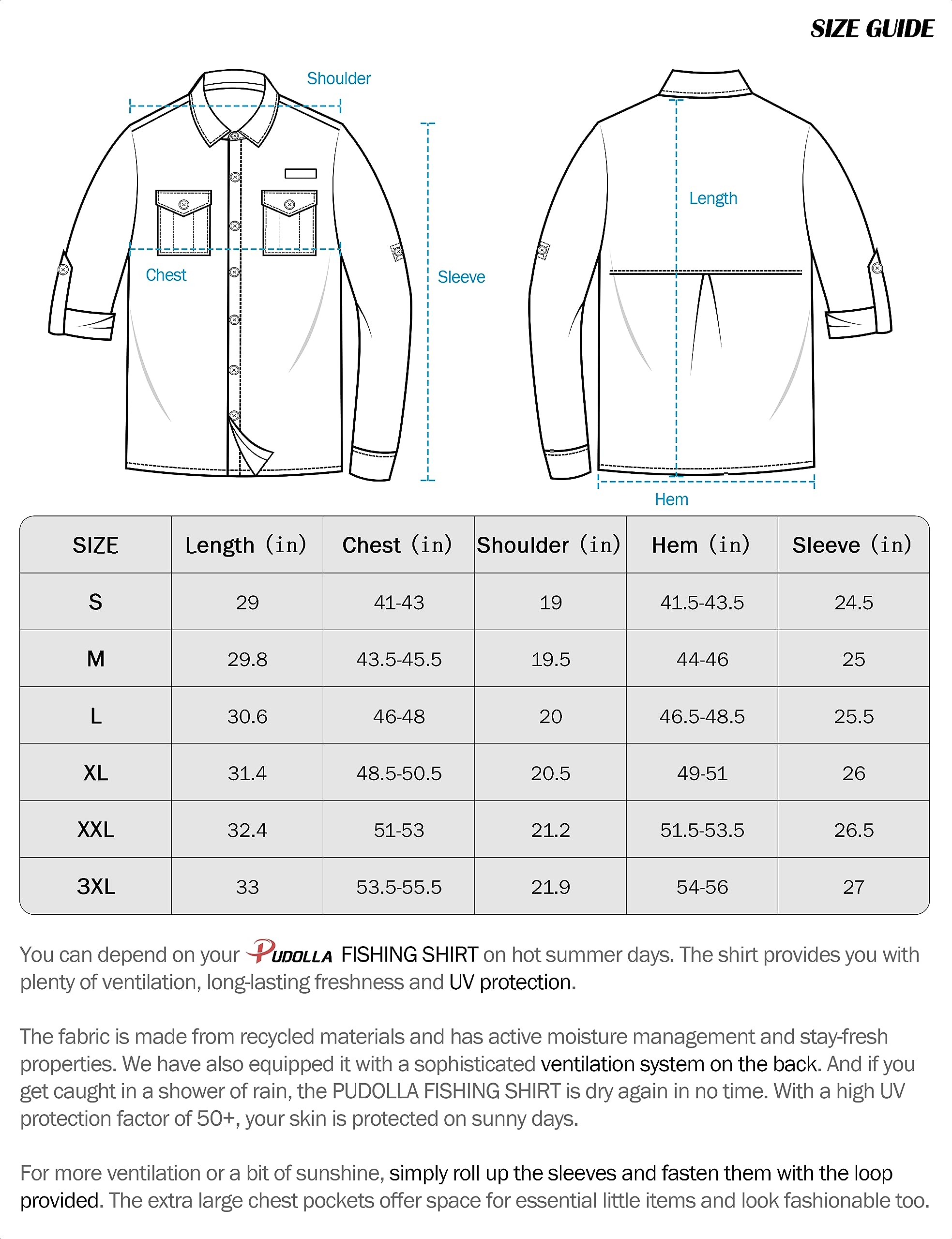 Foto 6 | Camisa De Pesca Pudolla Sun Protection Upf50+ Para Hombre Olive L - Venta Internacional.