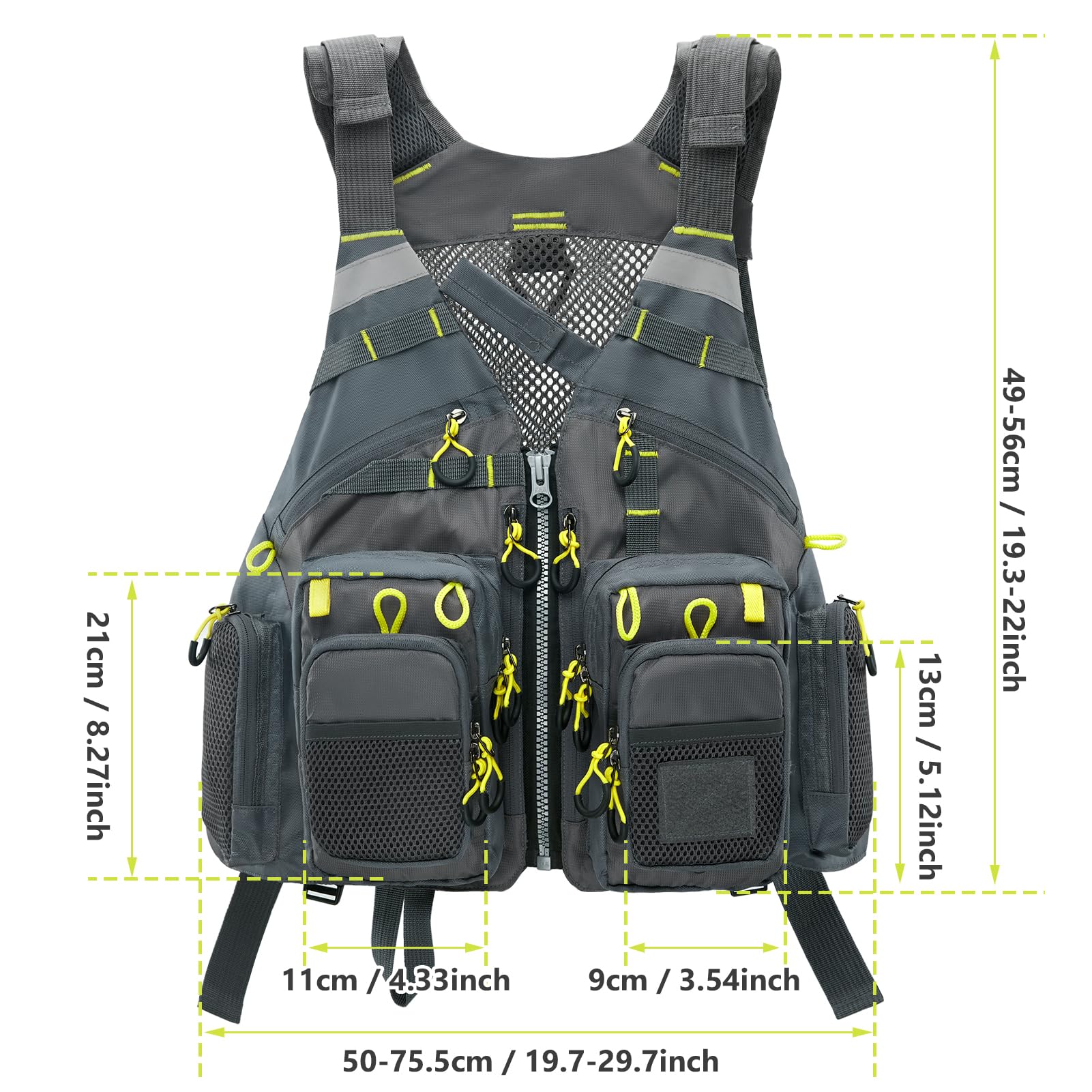 Foto 2 | Chaleco De Pesca Gonex, Chaleco De Pesca Con Mosca Para Hombre Y Mujer, Gris Y Amarillo - Venta Internacional.