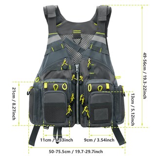Foto 2 | Chaleco De Pesca Gonex, Chaleco De Pesca Con Mosca Para Hombre Y Mujer, Gris Y Amarillo - Venta Internacional.