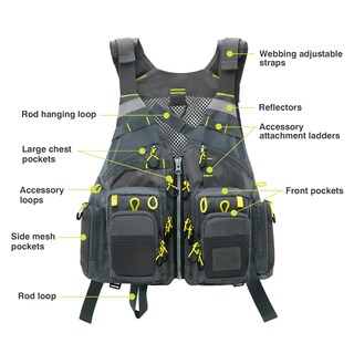 Foto 3 | Chaleco De Pesca Gonex, Chaleco De Pesca Con Mosca Para Hombre Y Mujer, Gris Y Amarillo - Venta Internacional.