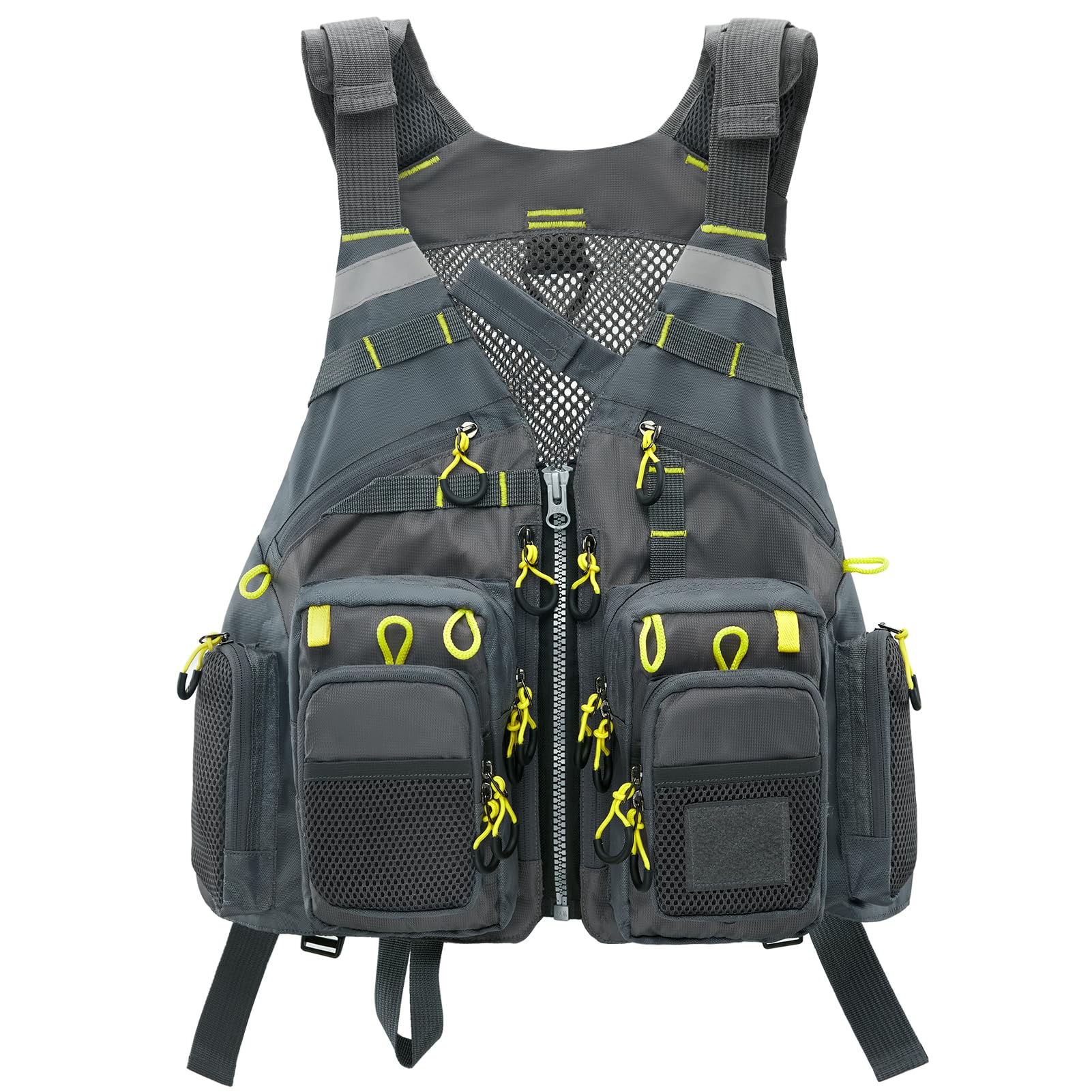 Foto 8 pulgar | Chaleco De Pesca Gonex, Chaleco De Pesca Con Mosca Para Hombre Y Mujer, Gris Y Amarillo - Venta Internacional.