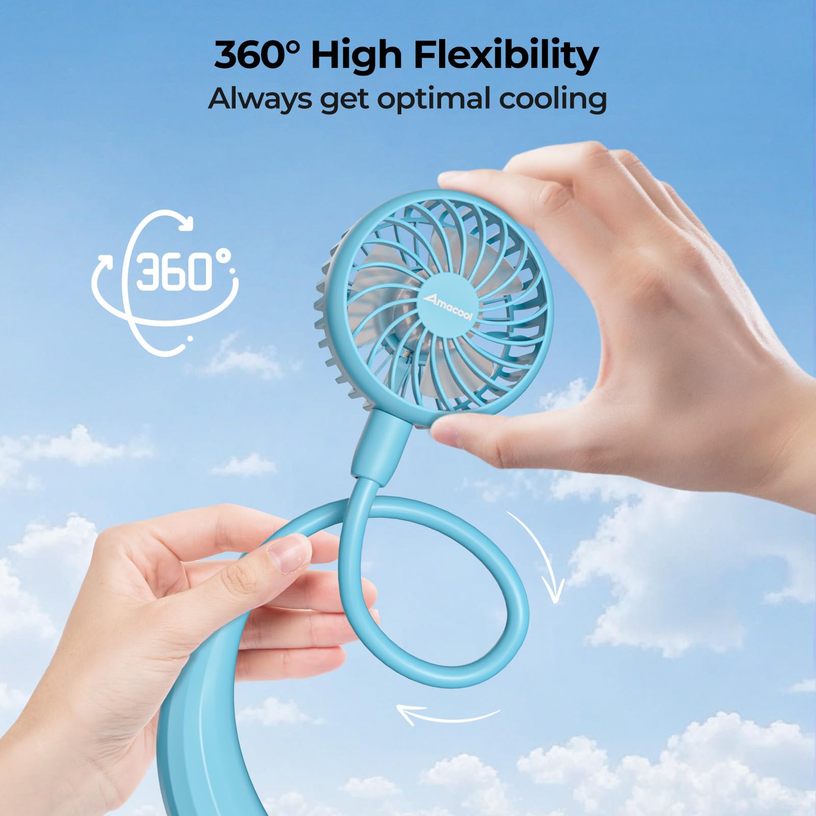 Foto 4 pulgar | Ventilador De Cuello Amacool  Funciona Con Pilas  Color Azul Aguamarina - Venta Internacional.